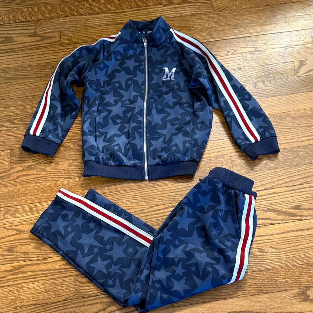 Mayoral Navy Star Print Tracksuit with Stripes Size 6